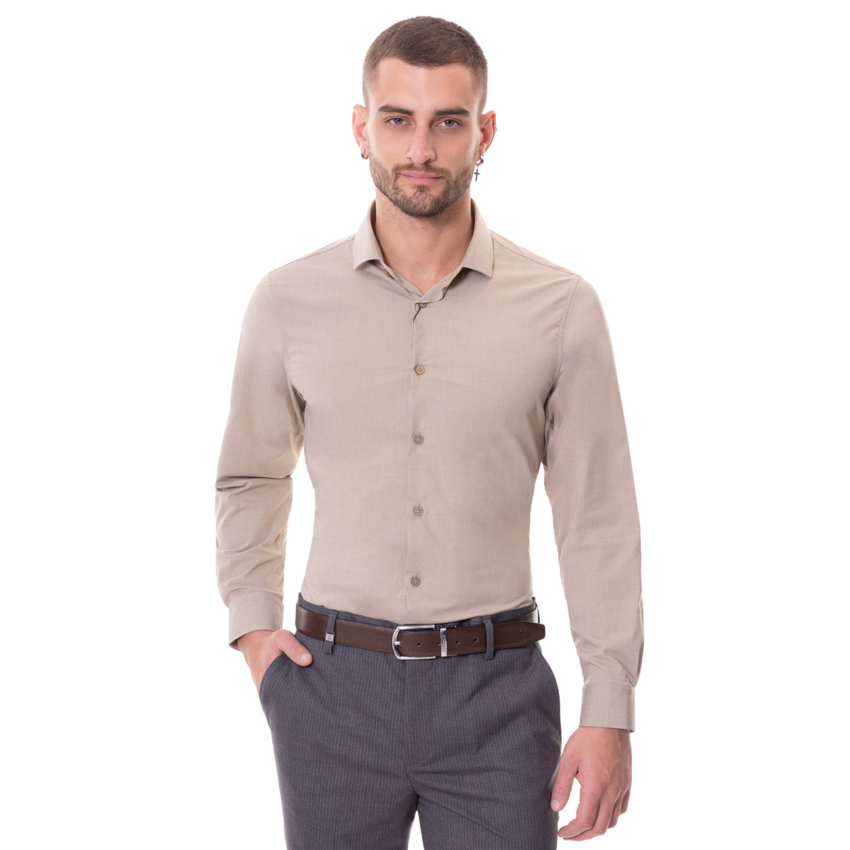 Camisa De Fibra De Bambú Khaki Vermonti – ALDO CONTI