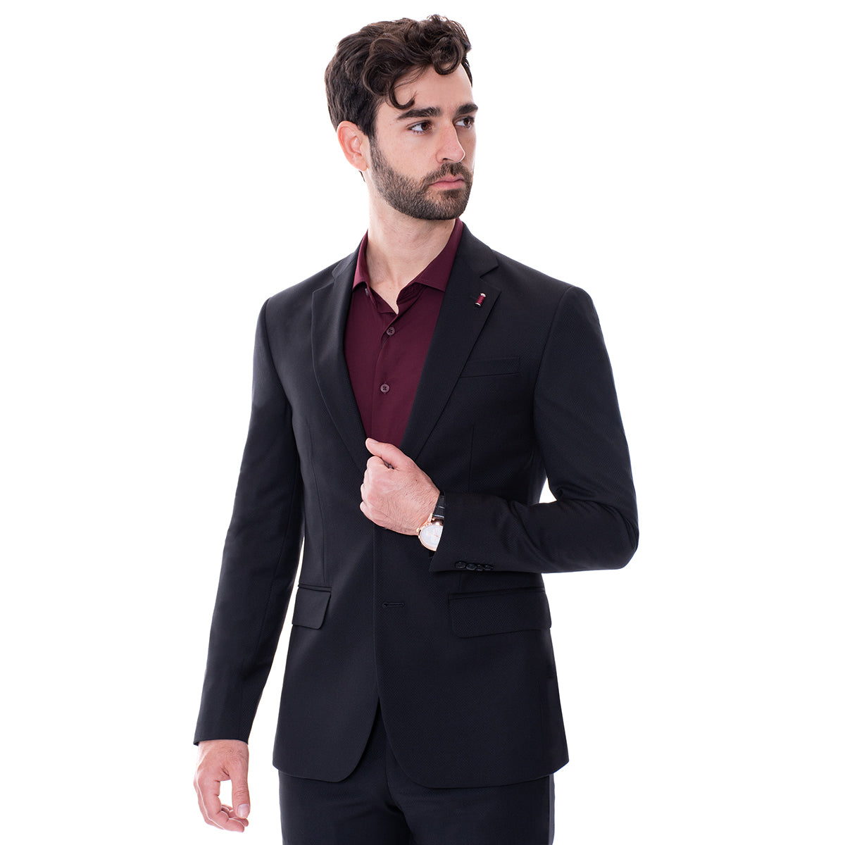 Vino Colores De Camisa Para Traje Negro Sacos Para Hombre Color