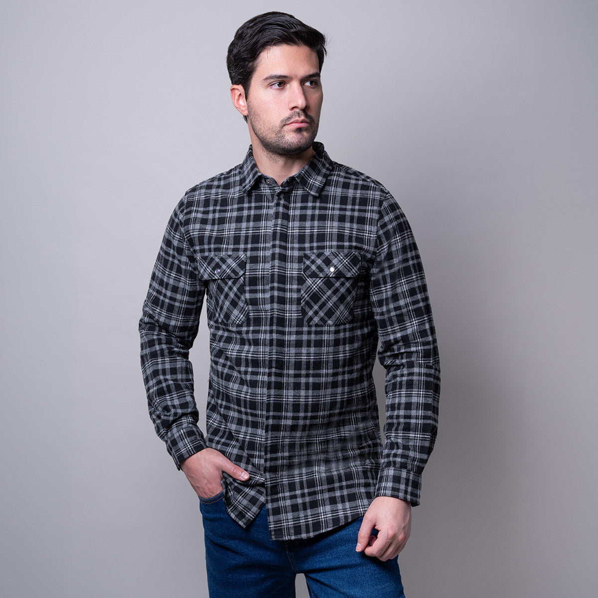 Camisa negra a cuadros Vermonti HB667 - foto 1