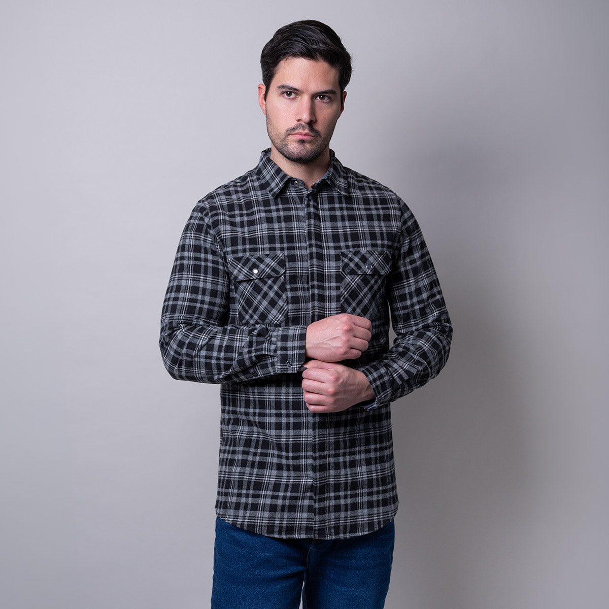 Camisa negra a cuadros Vermonti HB667 - foto 2