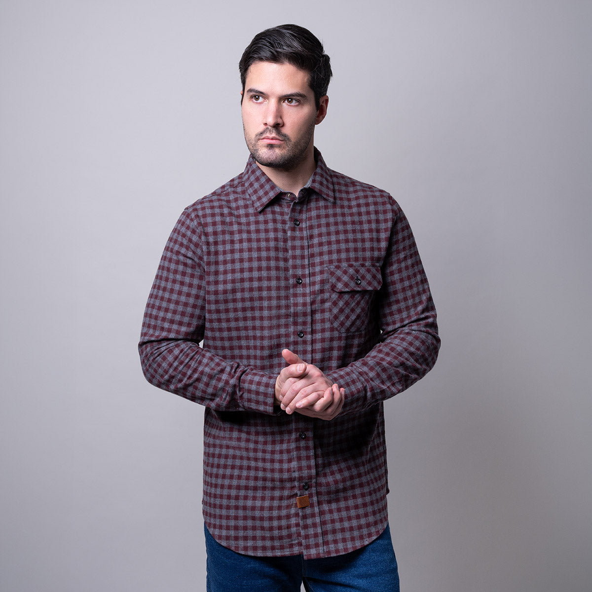 Camisa vino a cuadros Aldo Conti HB673 - foto 2