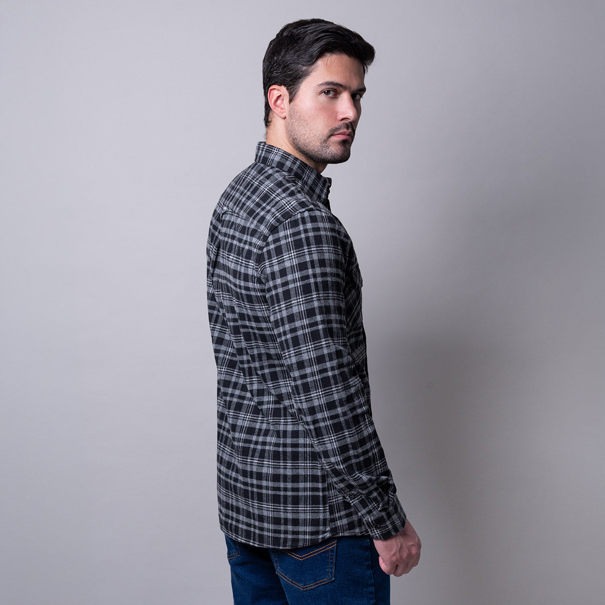 Camisa negra a cuadros Vermonti HB667 - foto 5