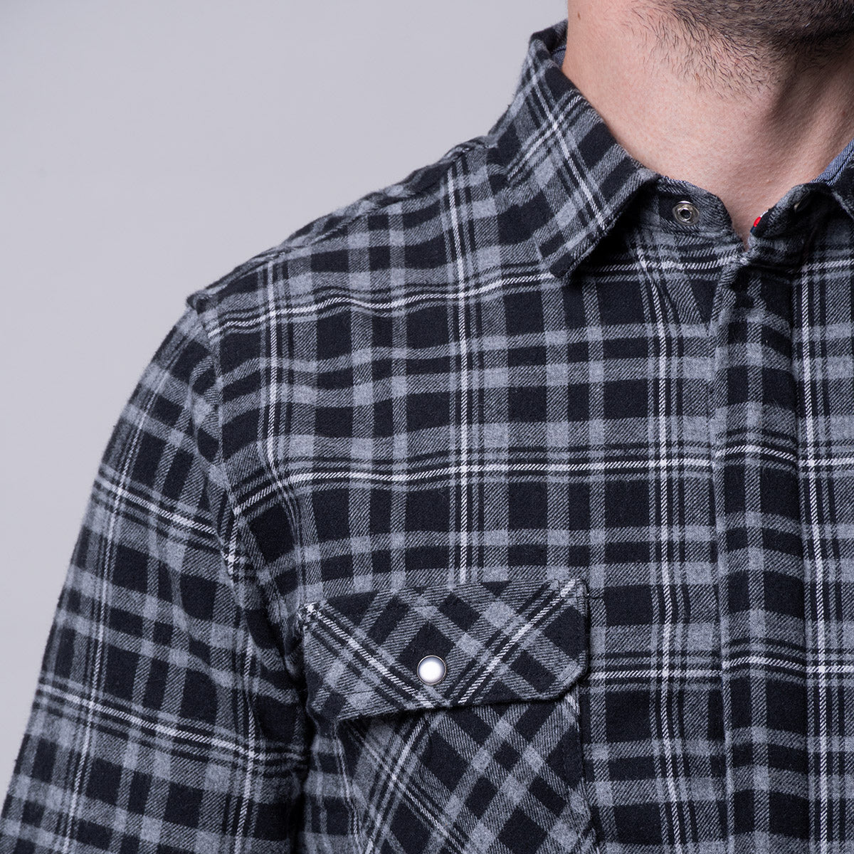 Camisa negra a cuadros Vermonti HB667 - foto 4