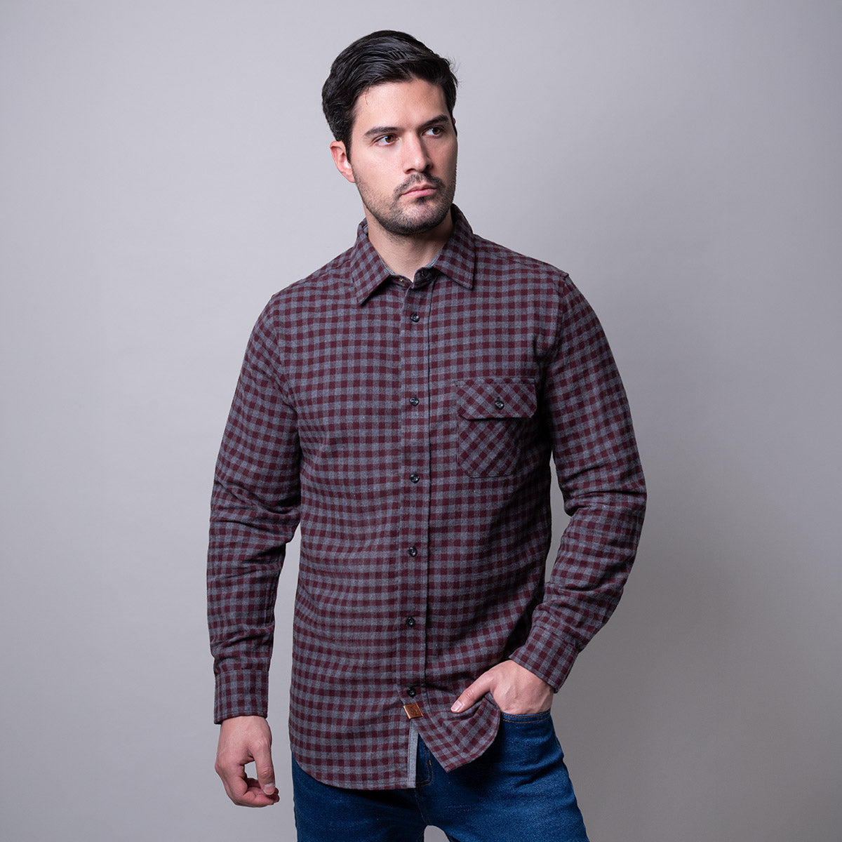 Camisa vino a cuadros Aldo Conti HB673 - foto 1