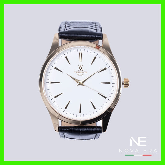 Reloj análogo dorado carátula blanca Nova Era Vermonti HC405