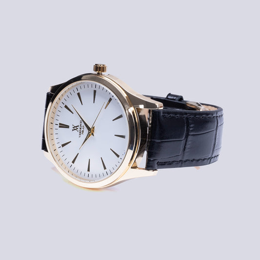 Reloj análogo dorado carátula blanca Nova Era Vermonti HC405