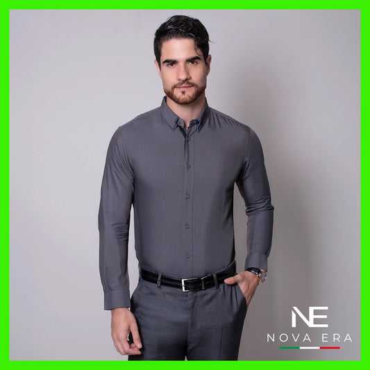 Camisa gris grafito super slim fit Nova Era | Vermonti HC550
