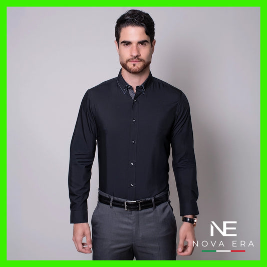Camisa negra super slim fit Nova Era | Vermonti HC551