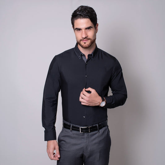Camisa negra super slim fit Nova Era | Vermonti HC551